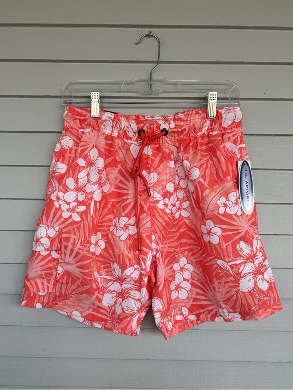 U.S. Apparel Men's Coral Floral Hybrid Swim Shorts